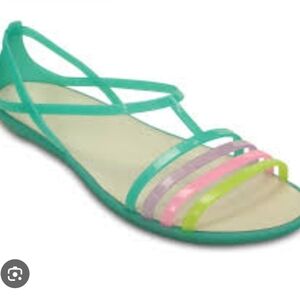 CROCS Isabella Strappy Sandals Size 10 Womens Mint Purple Pink Yellow Garden